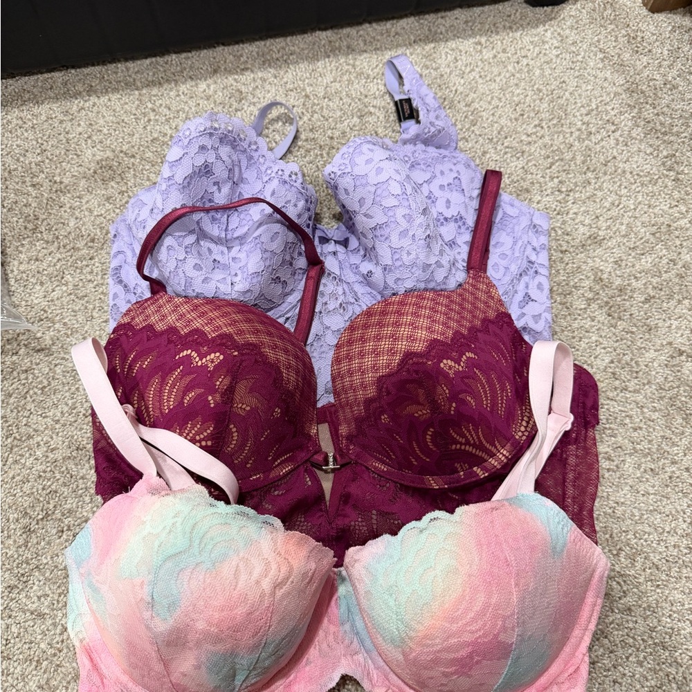 Elegant Lace Bra Set - Purple, Burgundy, and Pastel by [Brand]